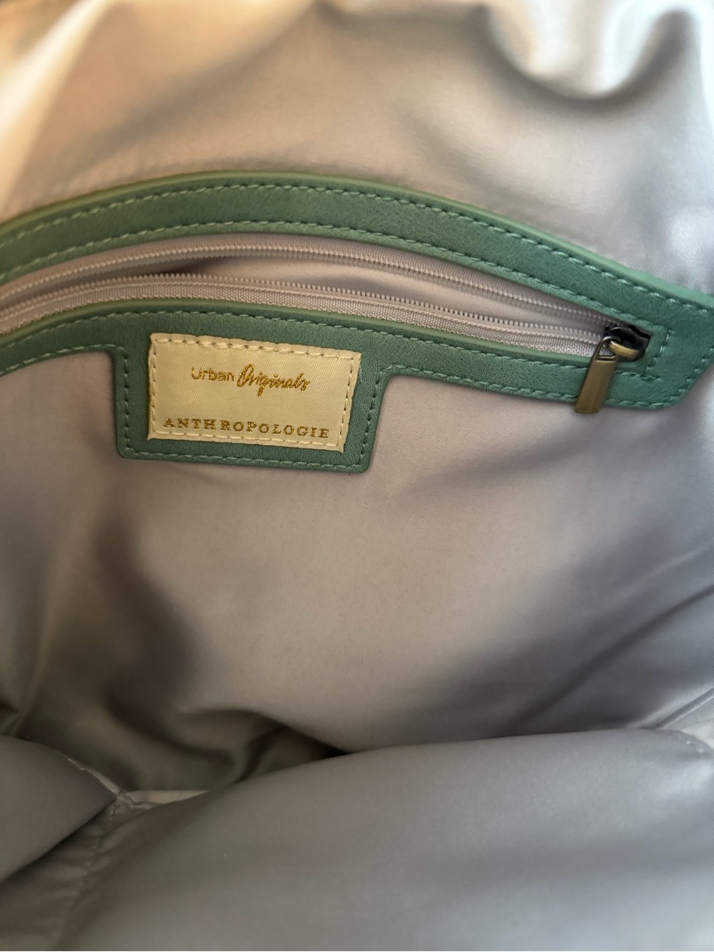 Women’s Anthropology Green Crescent Shoulder Bag with Patterned Strap - Picture 3 of 3